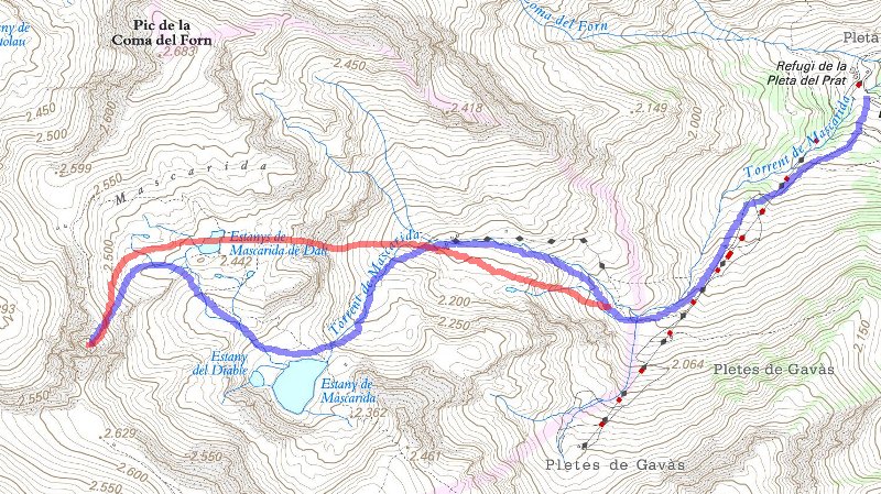 Mapa topográfico de Tavascan